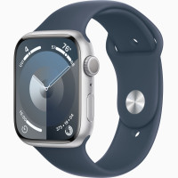 Часы Apple Watch series 9 GPS Silver Aluminium Case 41mm with Storm Blue Sport Band S/M (MRHV3)