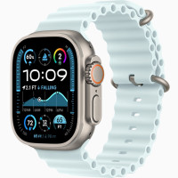 Годинник Apple Watch Ultra 2 (2024) Natural Titanium case 49mm with Ocean Band ice blue (MXTF3)
