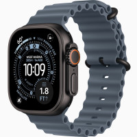 Часы Apple Watch Ultra 3 (2025) Black Titanium case 49mm with Ocean Band anchor blue (MGCJ4)