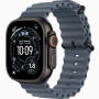 Часы Apple Watch Ultra 3 (2025) Black Titanium case 49mm with Ocean Band anchor blue (MGCJ4)