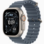 Часы Apple Watch Ultra 3 (2025) Natural Titanium case 49mm with Ocean Band anchor blue (MEWH4)