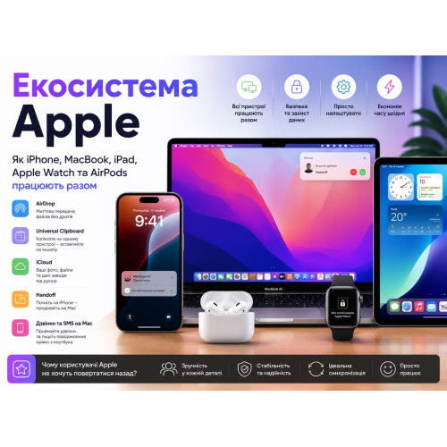 Екосистема Apple: як працює магія між iPhone, MacBook, iPad, Apple Watch та AirPods