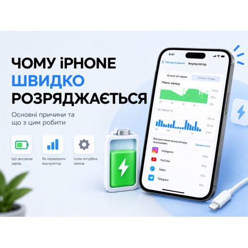 Чому iPhone швидко розряджається: основні причини та що з цим робити