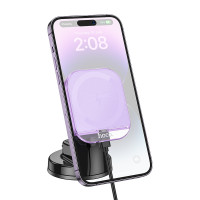 Автодержатель с беспроводной зарядкой Hoco HW18 Crystal romantic purple