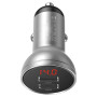 Автомобільний зарядний пристрій Baseus Digital Display Dual USB 4.8A Car Charger 24W grey