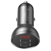 Автомобильное зарядное устройство Baseus Digital Display Dual USB 4.8A Car Charger 24W tarnish