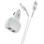 Автомобильное зарядное устройство Hoco Z36 (2USB/2.4A) + lightning white