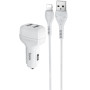 Автомобильное зарядное устройство Hoco Z36 (2USB/2.4A) + lightning white