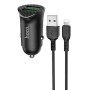Автомобильное зарядное устройство Hoco Z39 QC3.0 (2USB) + Lightning black