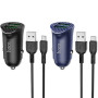 Автомобильное зарядное устройство Hoco Z39 QC3.0 (2USB) + MicroUSB blue