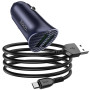 Автомобильное зарядное устройство Hoco Z39 QC3.0 (2USB) + MicroUSB blue