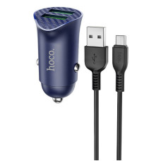 Автомобильное зарядное устройство Hoco Z39 QC3.0 (2USB) + MicroUSB blue Автомобильное зарядное устройство Hoco Z39 QC3.0 (2USB) + MicroUSB blue
