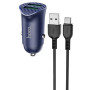 Автомобильное зарядное устройство Hoco Z39 QC3.0 (2USB) + Type-C blue