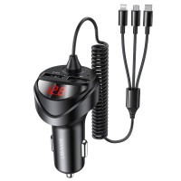 Автомобильное зарядное устройство Usams US-CC119 C22 (2USB/3.4A) + 3in1 combo кабель black