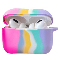 Чохол Silicone Case Colorfull для навушників Apple AirPods 3 з карабіном рожевий-фіолетовий