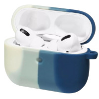 Чохол Silicone Case Colorfull для навушників Apple AirPods 3 з карабіном білий-синій