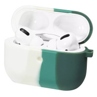 Чохол Silicone Case Colorfull для навушників Apple AirPods 3 з карабіном білий-зелений