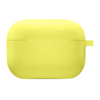 Чехол Silicone Case с микрофиброй для наушников Apple AirPods 3 с карабином bright yellow