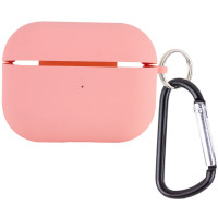 Чохол Silicone Case з мікрофіброю для навушників Apple AirPods 3 з карабіном pink