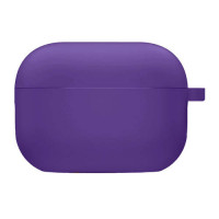Чехол Silicone Case с микрофиброй для наушников Apple AirPods 3 с карабином ultra violet