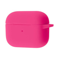 Чехол Silicone Case с микрофиброй для наушников Apple AirPods 4 с карабином electric pink