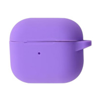 Чехол Silicone Case с микрофиброй для наушников Apple AirPods 4 с карабином purple