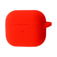 Чехол Silicone Case с микрофиброй для наушников Apple AirPods 4 с карабином red