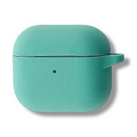 Чехол Silicone Case с микрофиброй для наушников Apple AirPods 4 с карабином sea blue