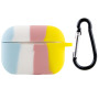 Чехол Silicone Case Colorfull для наушников Apple AirPods Pro с карабином голубой-желтый