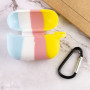 Чехол Silicone Case Colorfull для наушников Apple AirPods Pro с карабином голубой-желтый
