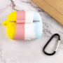 Чехол Silicone Case Colorfull для наушников Apple AirPods Pro с карабином голубой-желтый