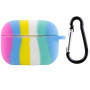 Чехол Silicone Case Colorfull для наушников Apple AirPods Pro с карабином голубой-розовый