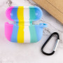 Чехол Silicone Case Colorfull для наушников Apple AirPods Pro с карабином голубой-розовый