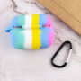 Чехол Silicone Case Colorfull для наушников Apple AirPods Pro с карабином голубой-розовый