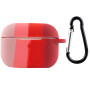 Чехол Silicone Case Colorfull для наушников Apple AirPods Pro с карабином розовый-красный