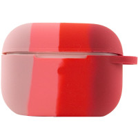 Чехол Silicone Case Colorfull для наушников Apple AirPods Pro с карабином розовый-красный
