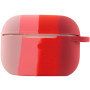 Чехол Silicone Case Colorfull для наушников Apple AirPods Pro с карабином розовый-красный