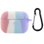 Чехол Silicone Case Colorfull для наушников Apple AirPods Pro с карабином светлый розовый-фиолетовый