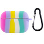 Чехол Silicone Case Colorfull для наушников Apple AirPods Pro с карабином розовый-фиолетовый
