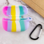 Чехол Silicone Case Colorfull для наушников Apple AirPods Pro с карабином розовый-фиолетовый