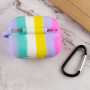 Чехол Silicone Case Colorfull для наушников Apple AirPods Pro с карабином розовый-фиолетовый