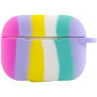 Чехол Silicone Case Colorfull для наушников Apple AirPods Pro с карабином розовый-фиолетовый