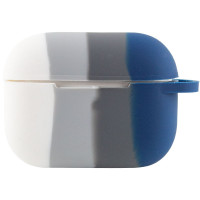 Чохол Silicone Case Colorfull для навушників Apple AirPods Pro з карабіном білий-синій
