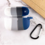 Чохол Silicone Case Colorfull для навушників Apple AirPods Pro з карабіном білий-синій