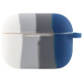 Чохол Silicone Case Colorfull для навушників Apple AirPods Pro з карабіном білий-синій