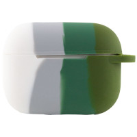Чехол Silicone Case Colorfull для наушников Apple AirPods Pro с карабином белый-зеленый