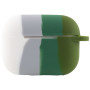 Чехол Silicone Case Colorfull для наушников Apple AirPods Pro с карабином белый-зеленый