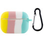 Чехол Silicone Case Colorfull для наушников Apple AirPods Pro с карабином желтый-бирюзовый