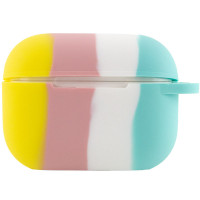 Чехол Silicone Case Colorfull для наушников Apple AirPods Pro с карабином желтый-бирюзовый