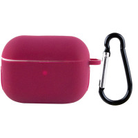 Чехол Silicone Case для наушников Apple AirPods Pro 2 с карабином maroon